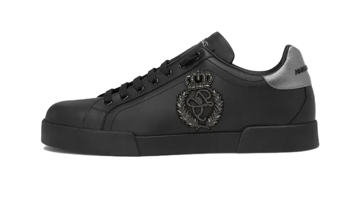 CALFSKIN NAPPA PORTOFINO SNEAKERS WITH CROWN PATCH BLACK