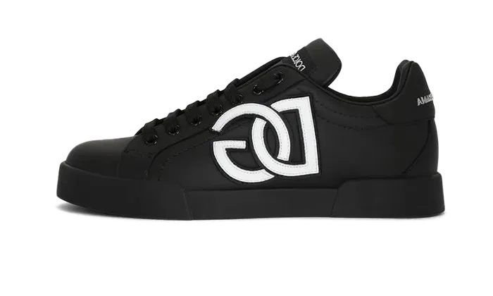 CALFSKIN PORTOFINO SNEAKERS WITH DG LOGO BLACK