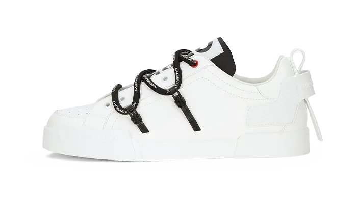 PORTOFINIO SNEAKERS IN CALFSKIN AND PATENT LEATHER WHITE