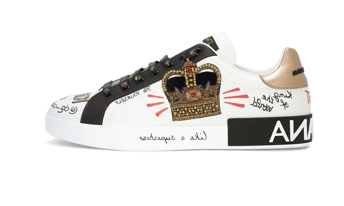 PORTOFINO SNEAKERS IN PRINTED NAPPA CALFSKIN WITH PATCH WHITE