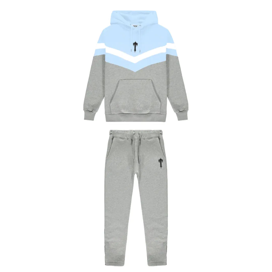 V-STRIPE HOODED SKY BLUE TRACKSUIT
