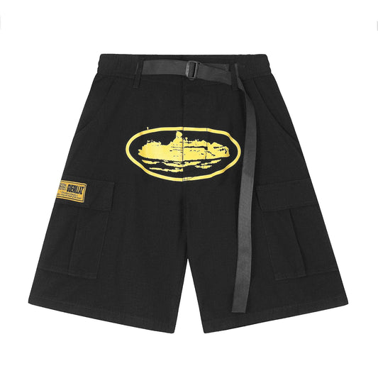ALCATRAZ CARGO BLACK YELLOW SHORTS