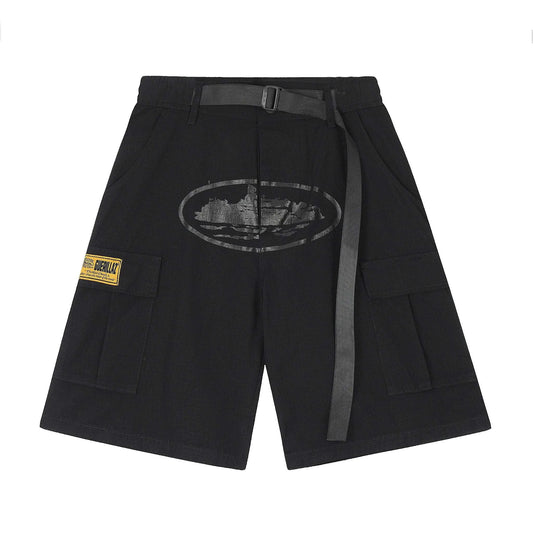 ALCATRAZ CARGO BLACK YELLOW SHORTS