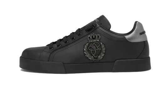 CALFSKIN NAPPA PORTOFINO SNEAKERS WITH CROWN PATCH BLACK