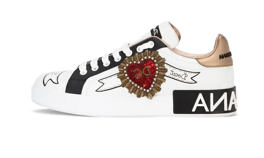 CALFSKIN PORTOFINO SNEAKERS WITH EMBROIDERY WHITE