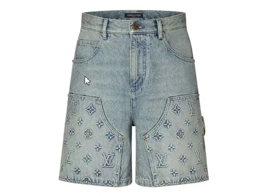LOUIS VUITTON DENIM CARPENTER SHORTS BLUE