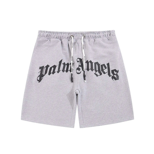 PALM ANGELS GREY LOGO SHORTS