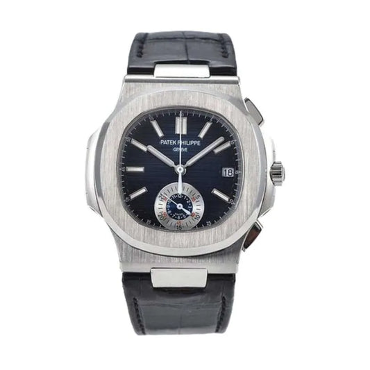 PATEK PHILIPPE NAUTILUS CHRONOGRAPH BLACK LEATHER PTP007